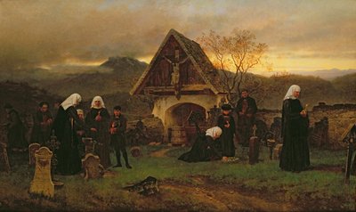 Allerzielen op het kerkhof door Ludwig Friedrich Wilhelm Riefstahl