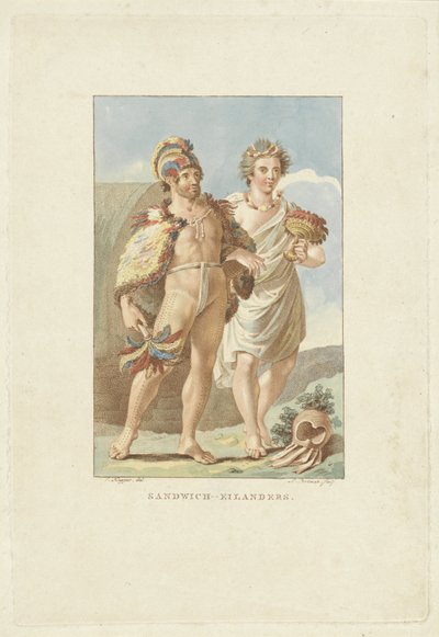Bewoners van de Sandwicheilanden (Hawaii) door Ludwig Gottlieb Portman