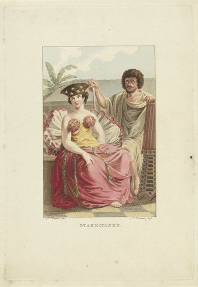 Bewoners van het eiland Otaheite (Tahiti) door Ludwig Gottlieb Portman