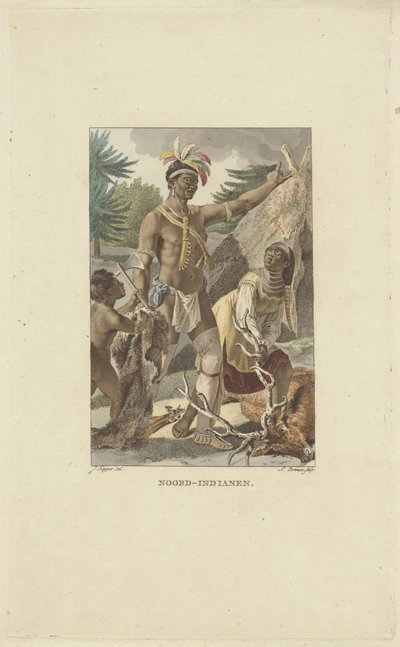 Irokese familie voor tipi door Ludwig Gottlieb Portman