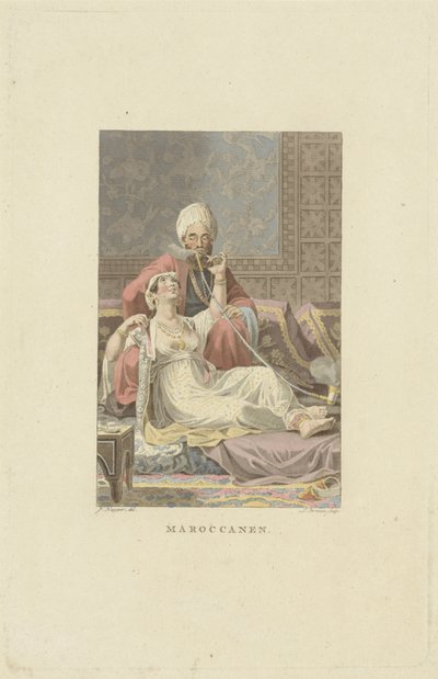 Marokkaans paar in theehuis door Ludwig Gottlieb Portman