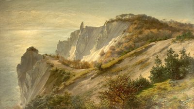 Herfstgezichten van Mons Cliff, Denemarken, 1882 door Ludwig Hans Fischer