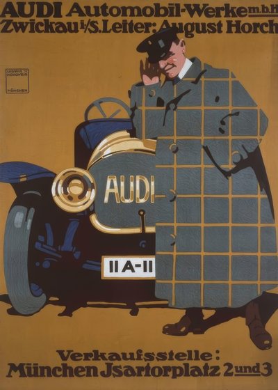 AUDI Automobil-Werke m. b. H. Zwickau i. S. Directeur: August Horch door Ludwig Hohlwein