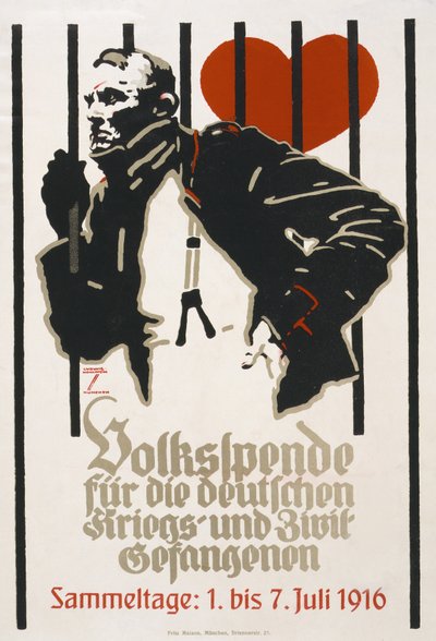 Fondsenwervingsposter voor het Volksfonds voor Duitse oorlog- en burgergevangenen door Ludwig Hohlwein