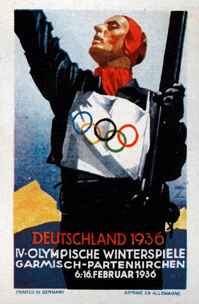 Poster van de IV Olympische Spelen in Garmisch-Partenkirchen door Ludwig Hohlwein
