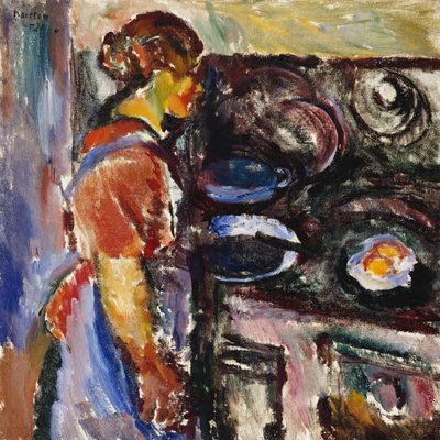 Meisje in de Keuken; Pike I Kjokken, 1921 door Ludvik Peter Karsten