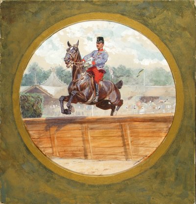 Officiers-hindernisrace in de Freudenau in Wenen door Ludwig Koch