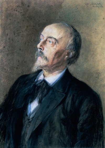 Portret van de Duitse dirigent, pianist en componist Hans von Bülow door Ludwig Michalek