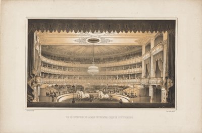 Interieur van het Paardencircustheater in Sint-Petersburg, 1850 door Ludwig Premazzi