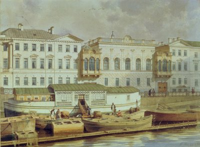 Naryshkin Paleis aan de Fontanka rivier, midden 19e eeuw door Ludwig Premazzi