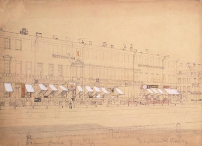 Het Demidov Hotel aan de Nevsky Prospekt in St. Petersburg door Ludwig Premazzi