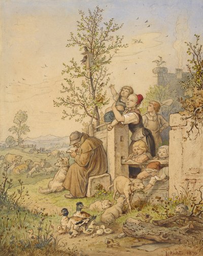De lente is gearriveerd door Ludwig Richter
