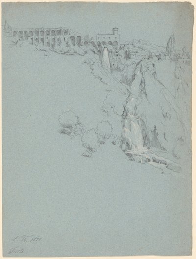 De Waterval bij Tivoli met de Villa van Maecenas door Ludwig Thiersch