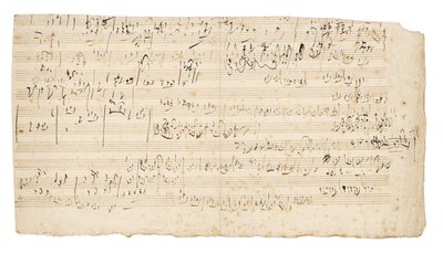 Autograaf muziekmanuscript, een schetsblad voor het langzame deel van het Strijkkwartet in C, Op.59, No.3, het derde "Razumovsky" kwartet, Wenen, c.1806 door Ludwig van Beethoven