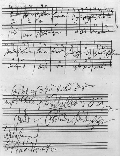 Handgeschreven muziekpartituur (inkt op papier) door Ludwig van Beethoven