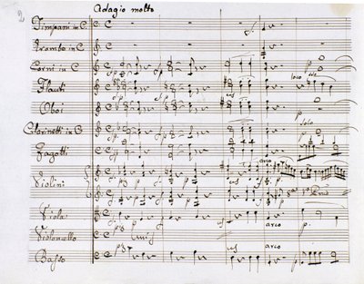Bladmuziek van de Symfonie nr. 1 in C majeur door de Duitse componist Ludwig van Beethoven door Ludwig van Beethoven