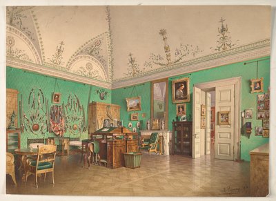 Interieur van de werkkamer van Groothertog Michaël Nikolajevitsj in Sint-Petersburg door Luigi Premazzi