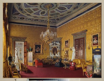 De Lyons zaal (de gele tekenzaal) van het grote paleis van Tsarkoye Selo (Rusland) door Luigi Premazzi