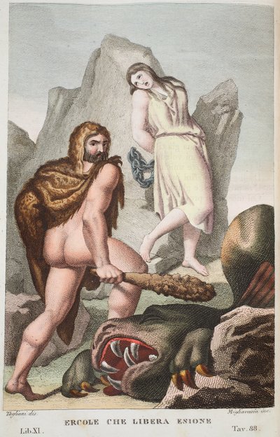 Hercules redt Hesione, Boek XI, illustratie uit Ovidius