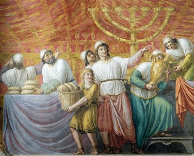 Voorbereiding van Joods feest, fresco door Luigi Ademollo, Palazzo Pitti, Florence, Toscane, Italië door Luigi Ademollo