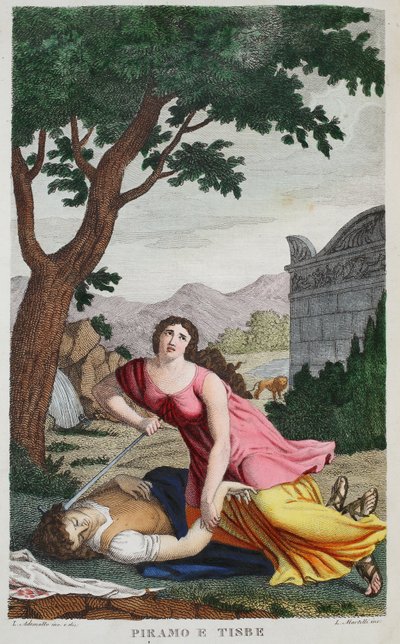 Pyramus en Thisbe, Boek IV, illustratie uit Ovidius
