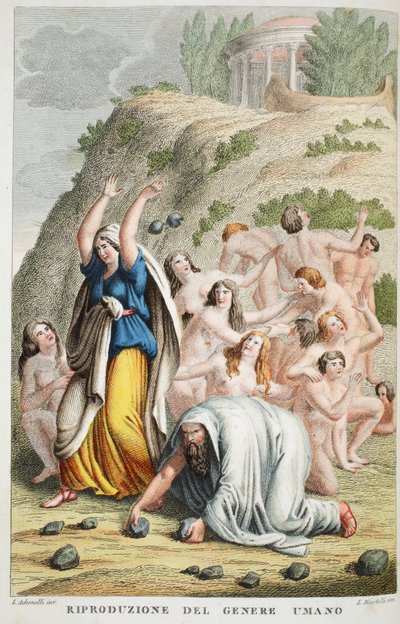 Herstel van het menselijk ras of Riproduzione del Genere Umano, Boek I, illustratie uit Ovidius
