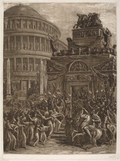 Het Lichaam van Hadrianus Liggend in Staat naast Zijn Mausoleum door Luigi Ademollo