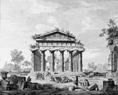 De tempel van Juno in Paestum door Luigi Balugani