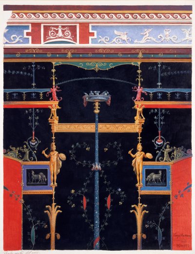 Muurdecoraties uit het Huis van Aulus Vettius, Pompeii, ca. 36-39 AD door Luigi Bazzani