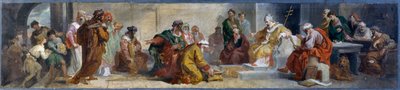 Paus Damasus ontvangt persoonlijkheden uit het Oosten, voorbereidende schets voor fresco