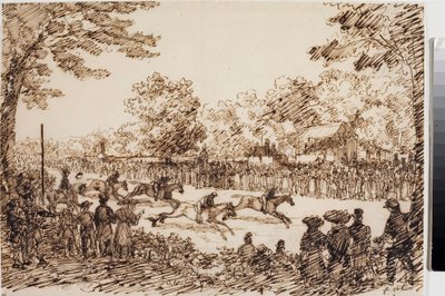 Paardenrennen (waarschijnlijk het feest van San Giovanni in Florence) door Luigi Garibbo