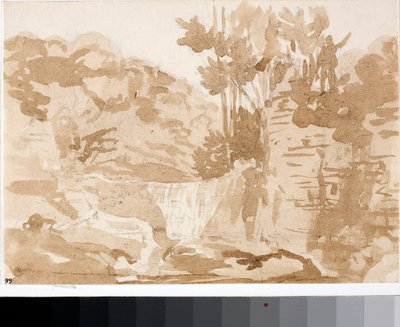 Landschap met watervallen bij Settignano, Toscane door Luigi Garibbo