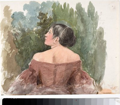 Portret van een jonge vrouw van achteren (ca. 1825) door Luigi Garibbo