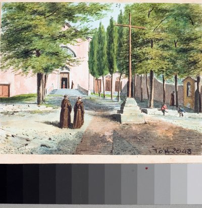 Uitzicht op Kapucijnenkerk, Genua door Luigi Garibbo