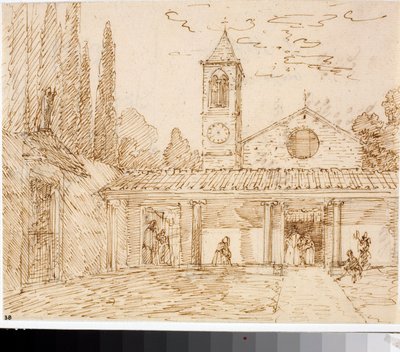 Uitzicht op een kerk in renaissancestijl (ca. 1825) door Luigi Garibbo