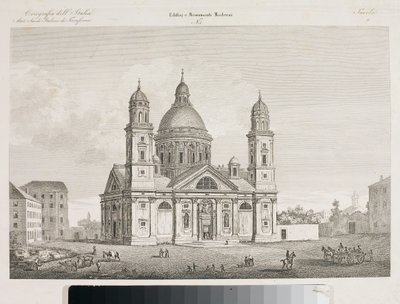 Gezicht op de Basiliek Santa Maria Assunta di Carignano in Genua door Luigi Garibbo