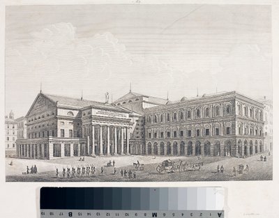 Uitzicht op het Carlo Felice Theater en het Paleis van de Accademia in Genua door Luigi Garibbo