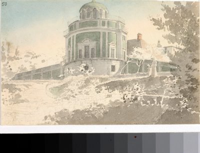 Uitzicht op het paviljoen Kaffeehause in de tuinen van Boboli (ca. 1825) door Luigi Garibbo
