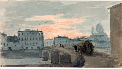 Zicht op de Carraia-brug, Florence (aquarel) door Luigi Garibbo
