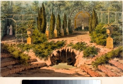 Uitzicht op de tuin van villa Doria a Pegli nabij Genua door Luigi Garibbo