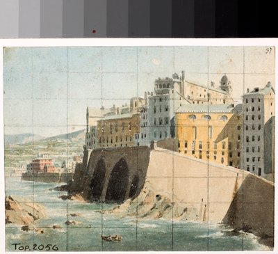 Uitzicht op de muren aan zee in Genua door Luigi Garibbo