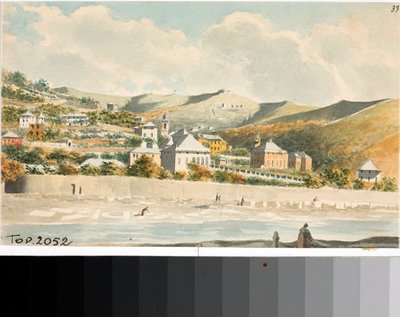 Uitzicht over Marassi-heuvel met klokkentoren van de Santa Margherita-kerk nabij Genua door Luigi Garibbo