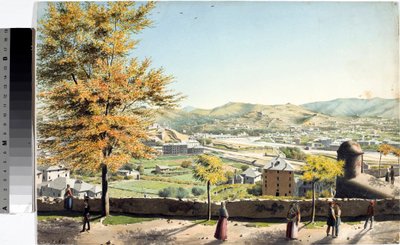Uitzicht over de stad Genua vanaf de muren van Santa Chiara door Luigi Garibbo