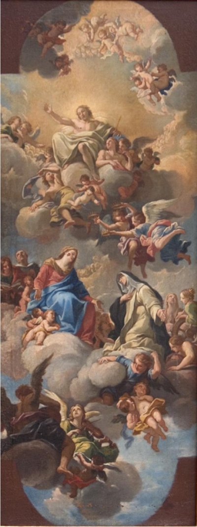 Maria Introduceert St. Catharina van Siena aan Christus door Luigi Garzi