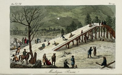 Een achtbaan. Illustratie uit Il costume antico e moderno o storia del governo door Giulio Ferrario, 1831 door Luigi Giarrè