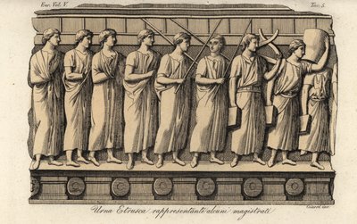 Magistraten van een oude Etruskische urn door Luigi Giarrè