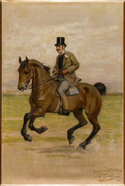 Vittorio Matteo Corcos te paard door Luigi Gioli