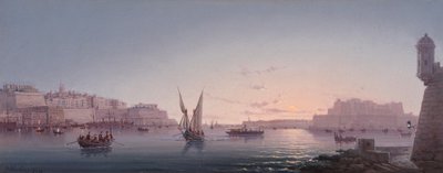 Grote Haven, Malta, vanaf Corrodino, 1911 door Luigi Maria Galea