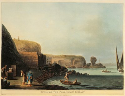Egypte, Alexandrië, Ruïnes van de Ptolemaeïsche Bibliotheek door Luigi Mayer door Luigi Mayer