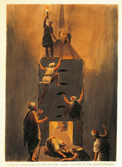 Frankrijk, Parijs, Passage van de Tweede naar de Derde Galerij in de Grote Piramide van Gizeh door Luigi Mayer